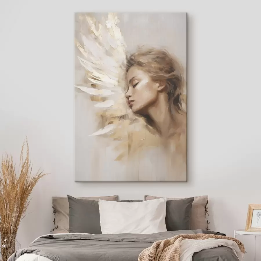 murales de pared Retrato de una niña con un ala de ángel s48979