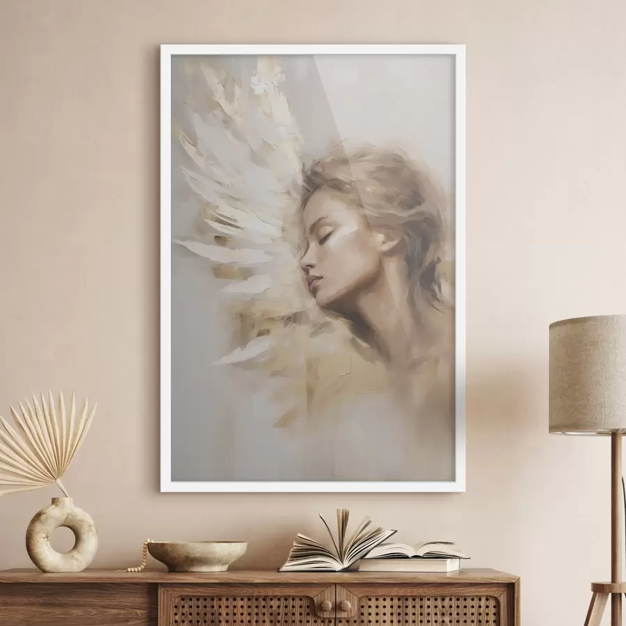 murales de pared Retrato de una niña con un ala de ángel f48979