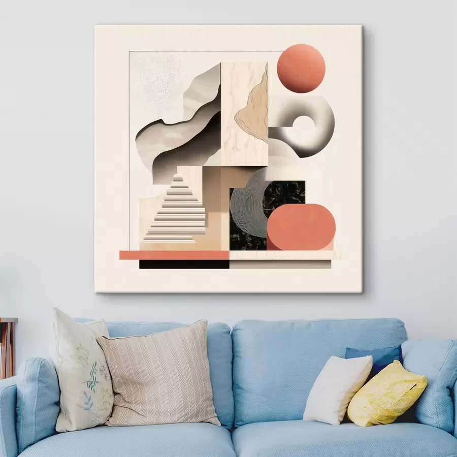 murales de pared Formas abstractas en una paleta de tonos beige y gris, en un estilo pictórico contemporáneo s48842