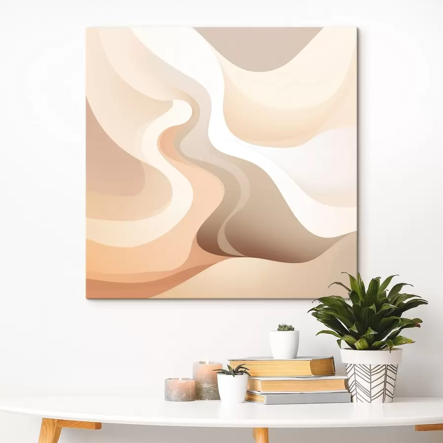 murales de pared Armonía de formas curvas y tonos crema en un estilo de ilustración de arte contemporáneo s48846