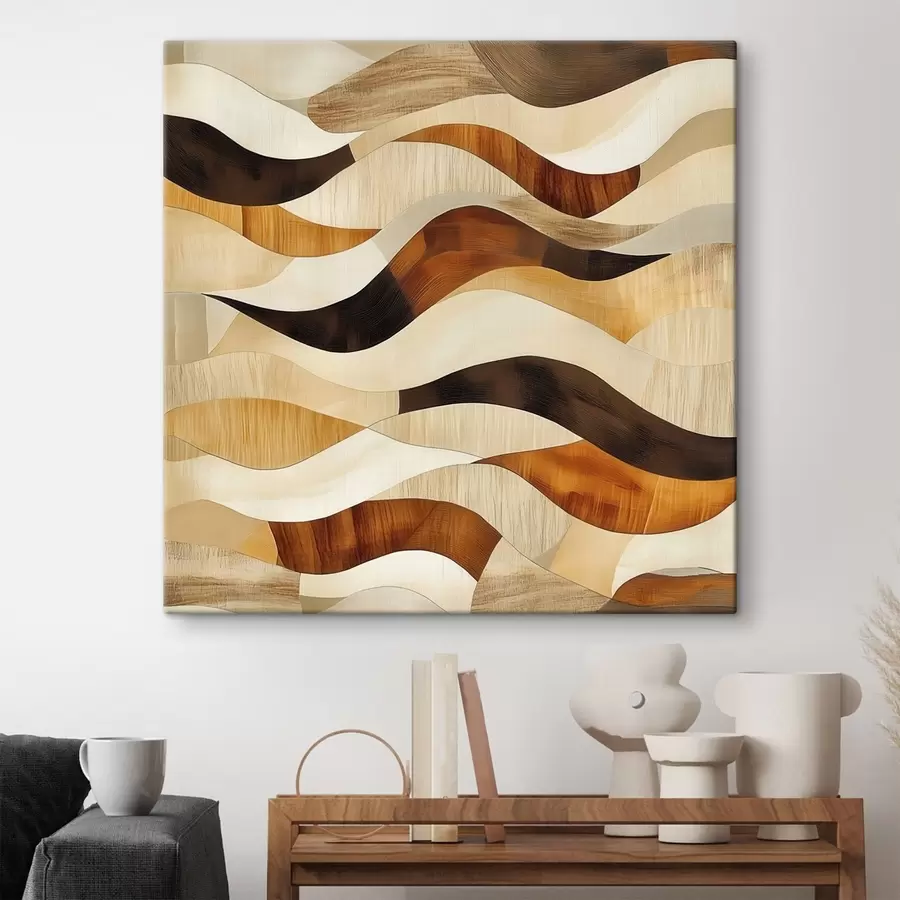 murales de pared Estética de líneas orgánicas y tonos de madera natural en un estilo artístico de póster s48852