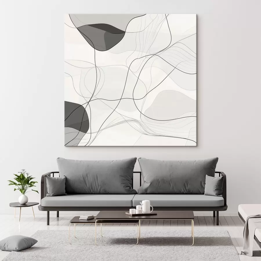 murales de pared Escena abstracta minimalista con líneas finas y sombras suaves s48853
