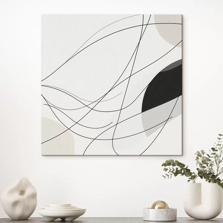 murales de pared Composición abstracta con finas líneas curvas en estilo minimalista s48854