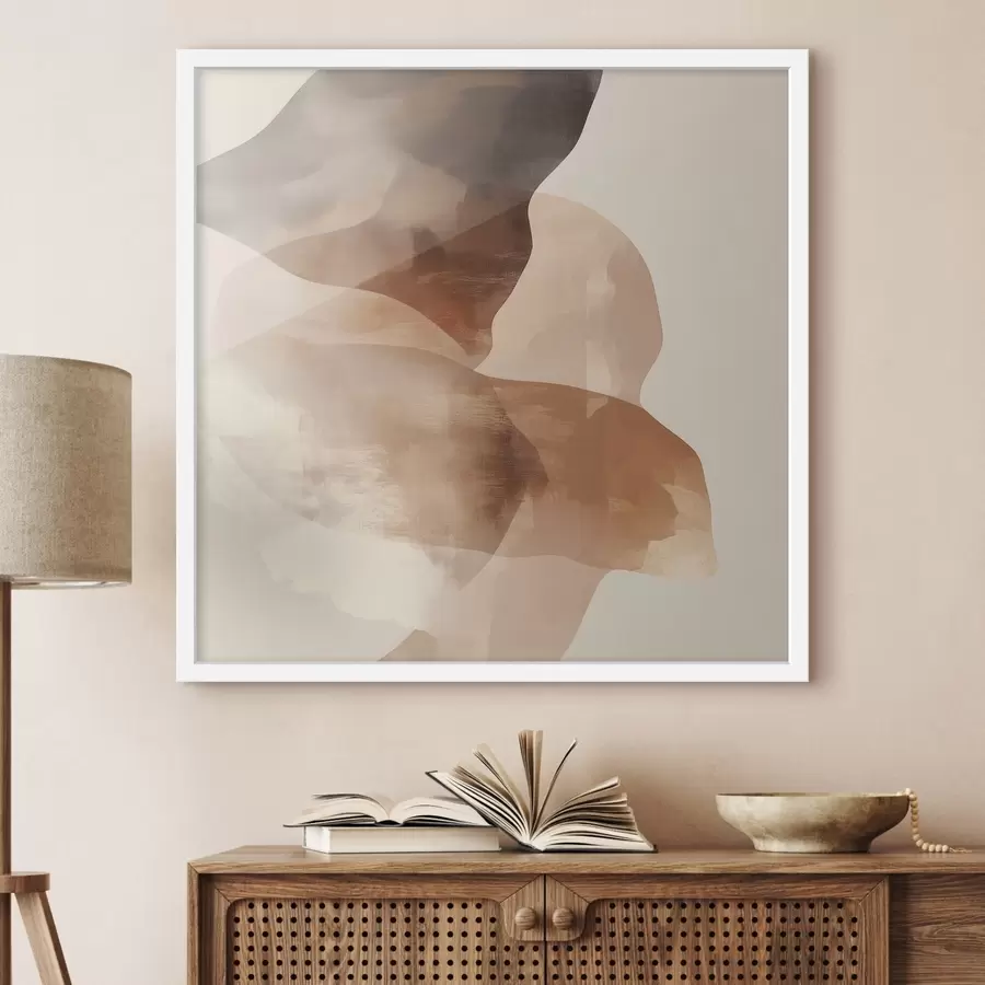 murales de pared Composición abstracta en cálidos tonos marrón-beige f48835