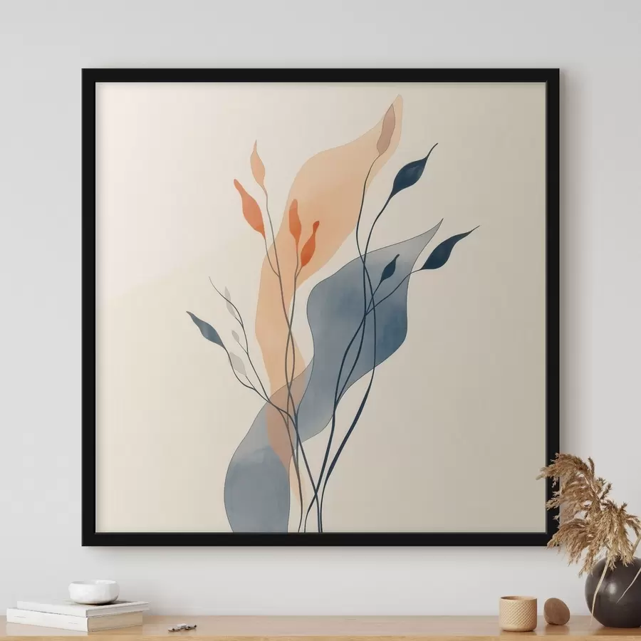 murales de pared Composición con siluetas vegetales expresivas en un estilo de ilustración artística f48838