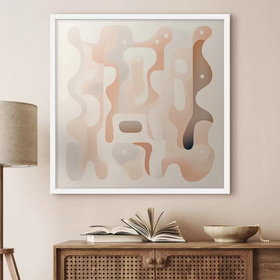 murales de pared Armonía de formas curvas y una paleta de colores naturales en un estilo de ilustración de arte contemporáneo f48845