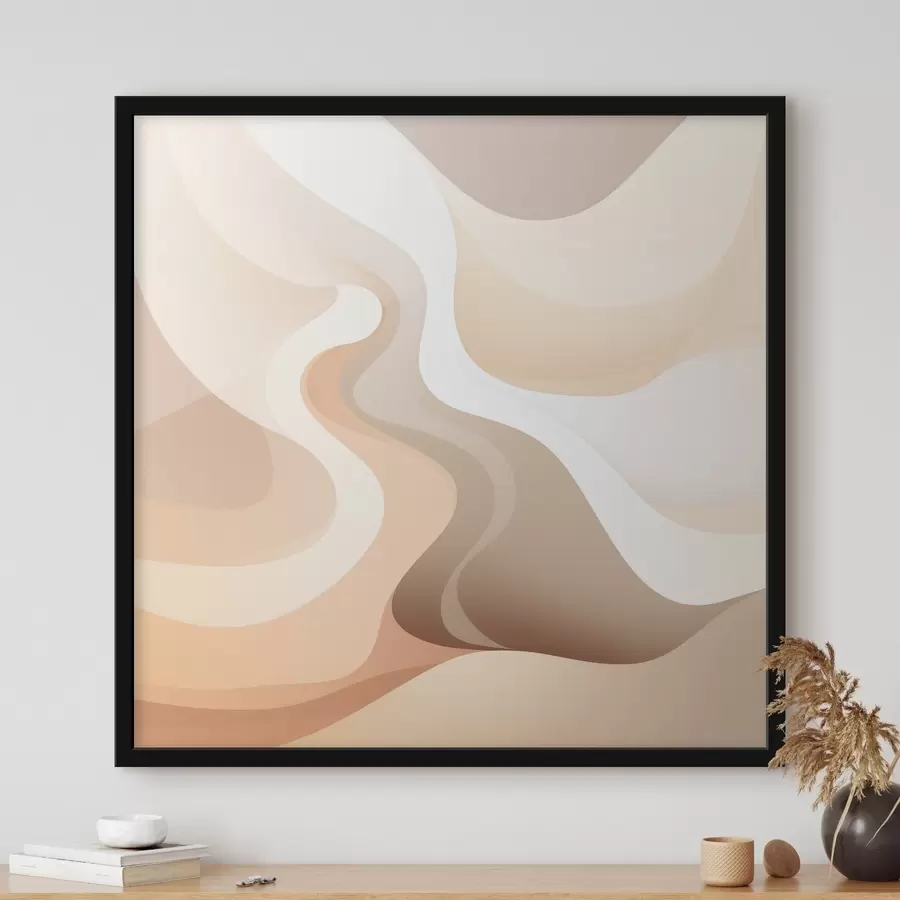 murales de pared Armonía de formas curvas y tonos crema en un estilo de ilustración de arte contemporáneo f48846