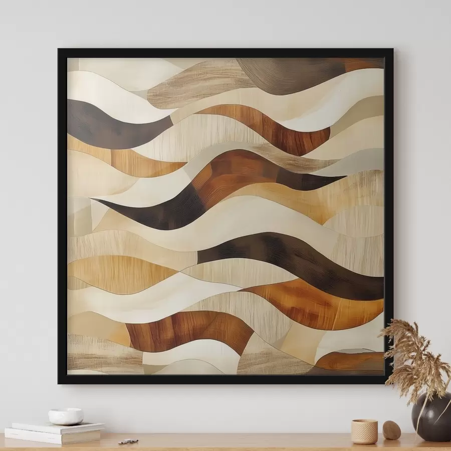 murales de pared Estética de líneas orgánicas y tonos de madera natural en un estilo artístico de póster f48852