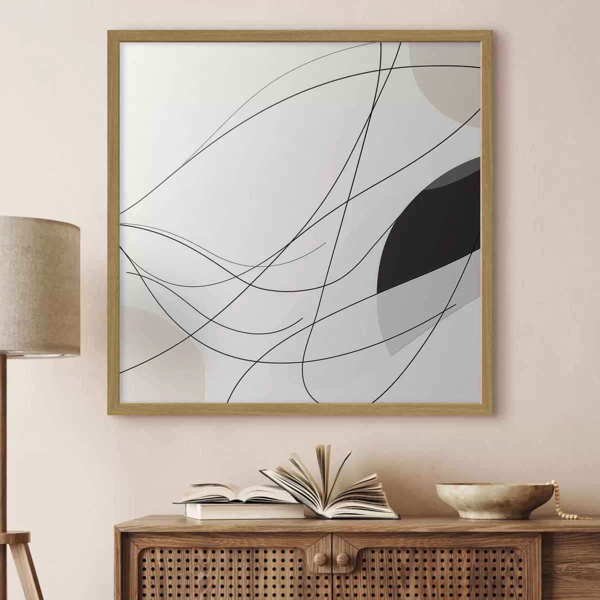 Poster Composición abstracta con finas líneas curvas en estilo minimalista f48854
