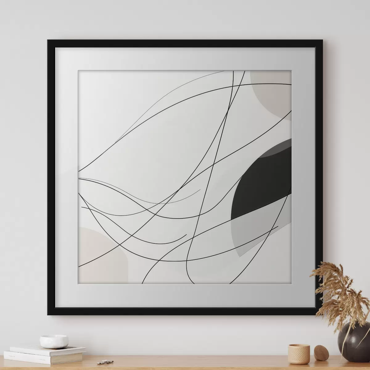 Poster Composición abstracta con finas líneas curvas en estilo minimalista f48854