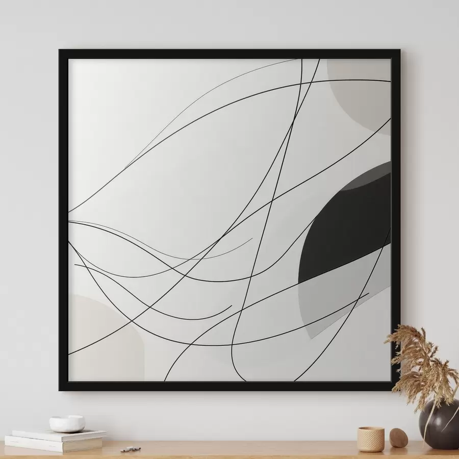 murales de pared Composición abstracta con finas líneas curvas en estilo minimalista f48854