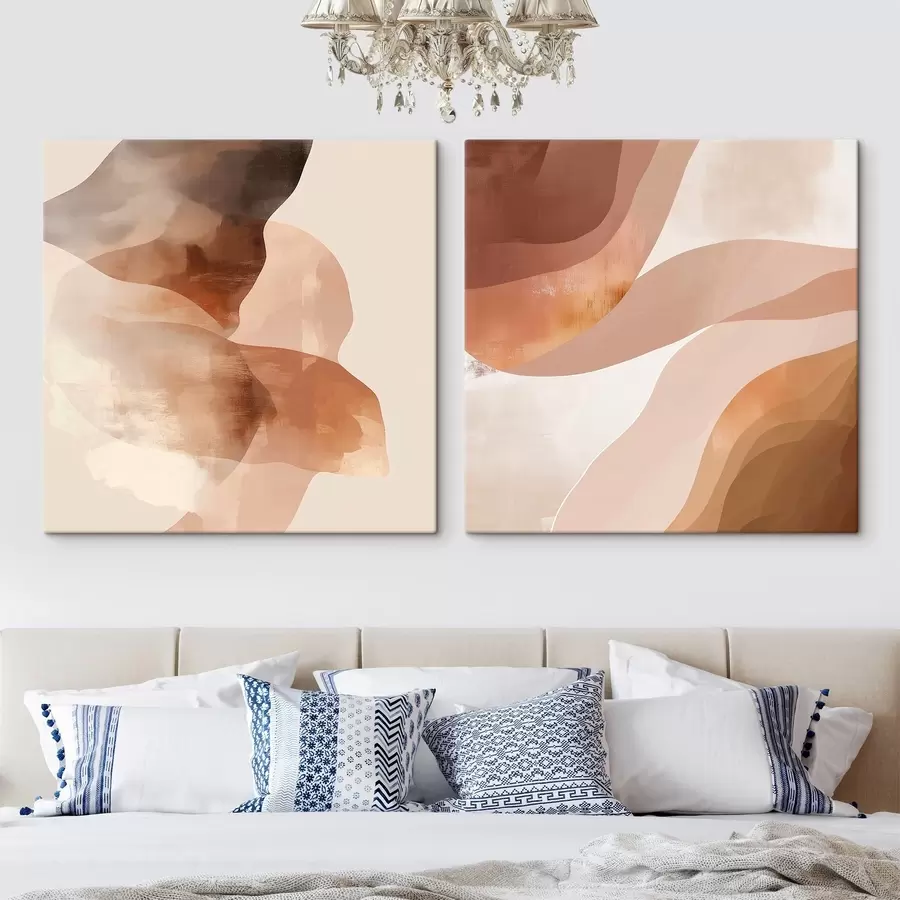 murales de pared Composición de capas semitransparentes en tonos arena y marrón m30345