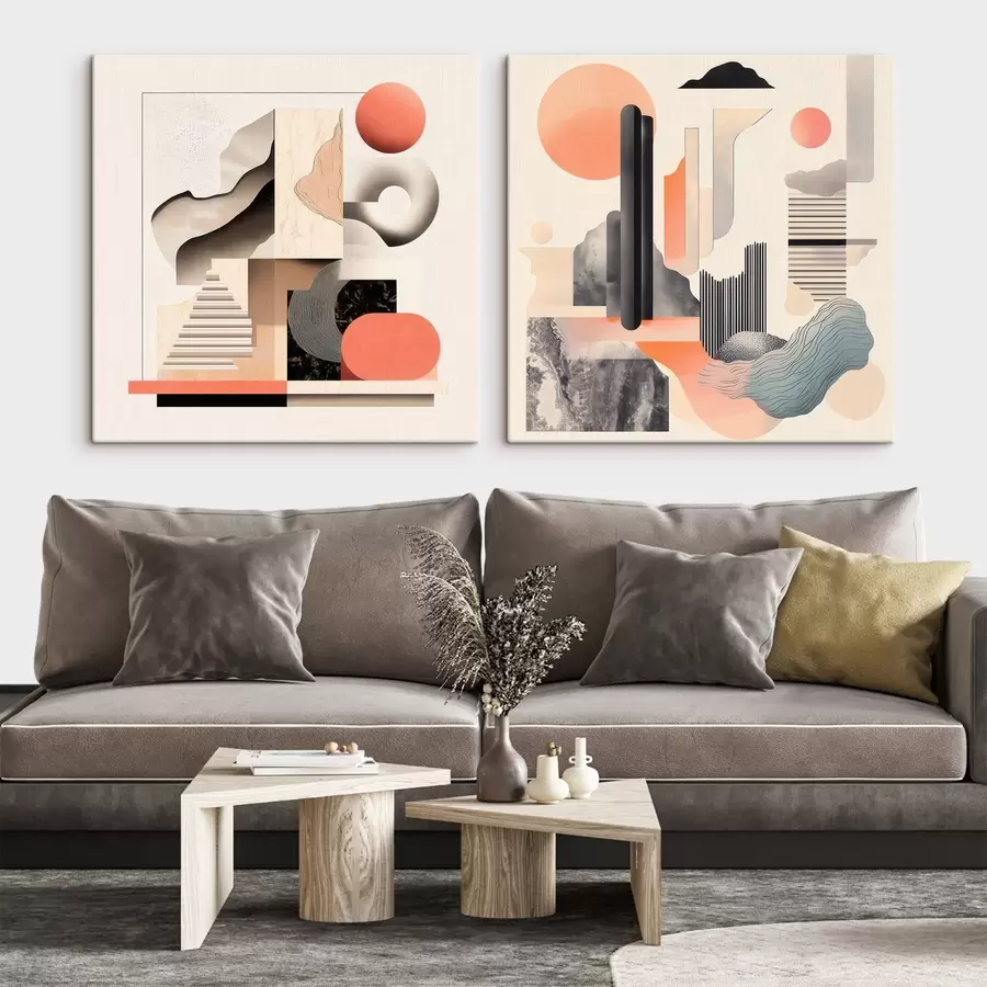 murales de pared Abstracción geométrica con elementos arquitectónicos en un estilo minimalista m30348