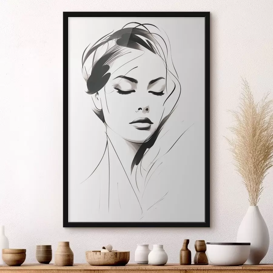 murales de pared Boceto de una mujer abstracta f49024