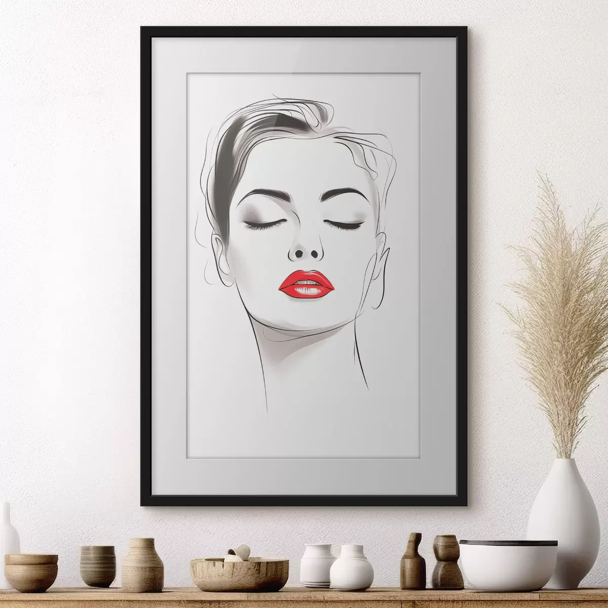 Poster Dibujo lineal minimalista de rostros f49025
