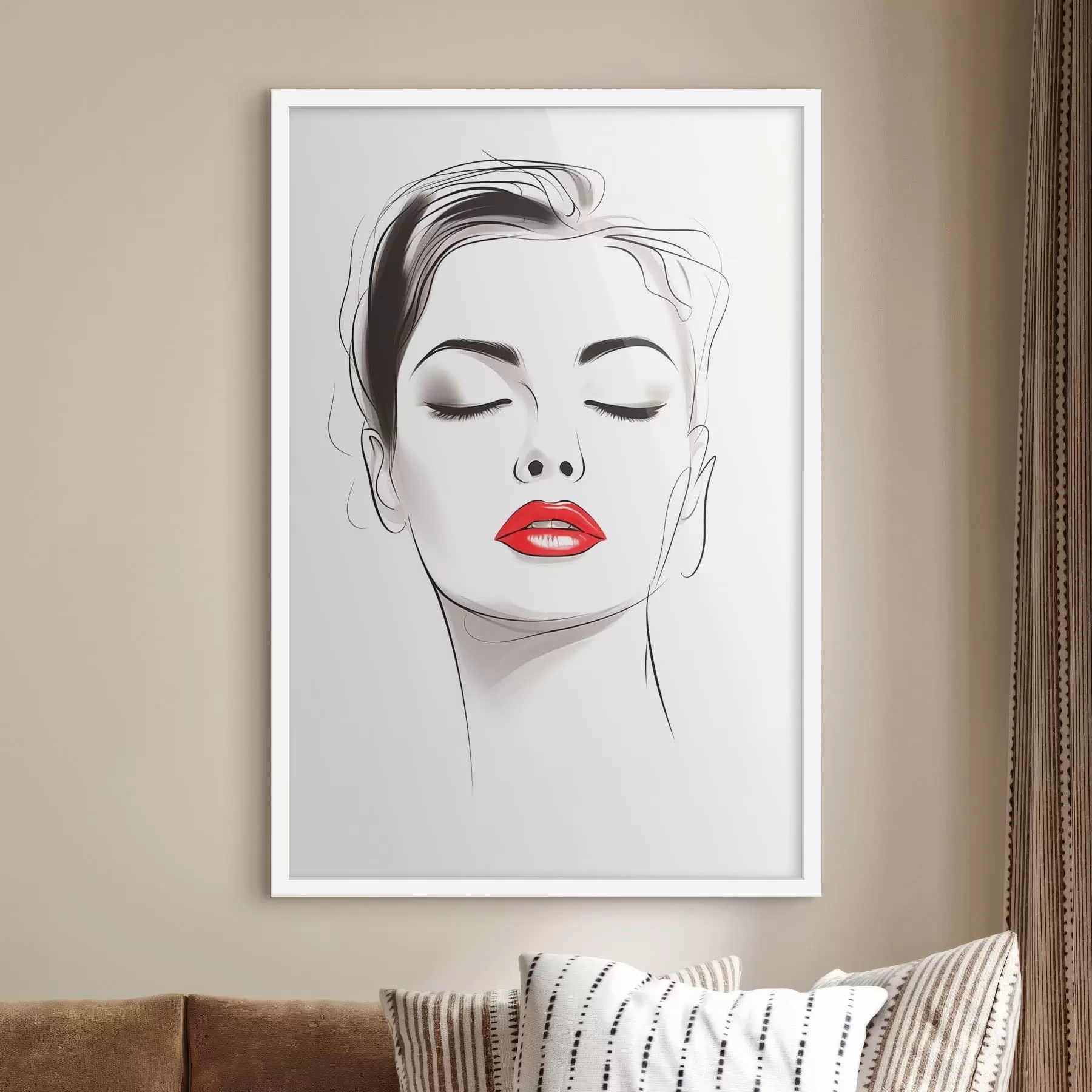 murales de pared Dibujo lineal minimalista de rostros f49025