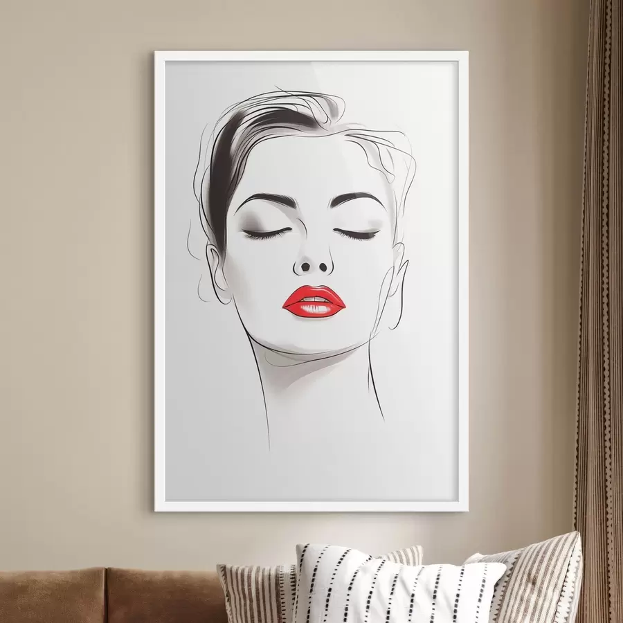 murales de pared Dibujo lineal minimalista de rostros f49025