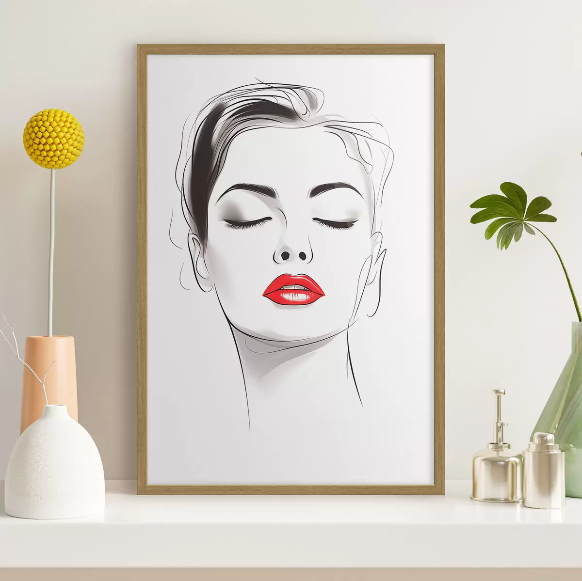 Poster Dibujo lineal minimalista de rostros f49025