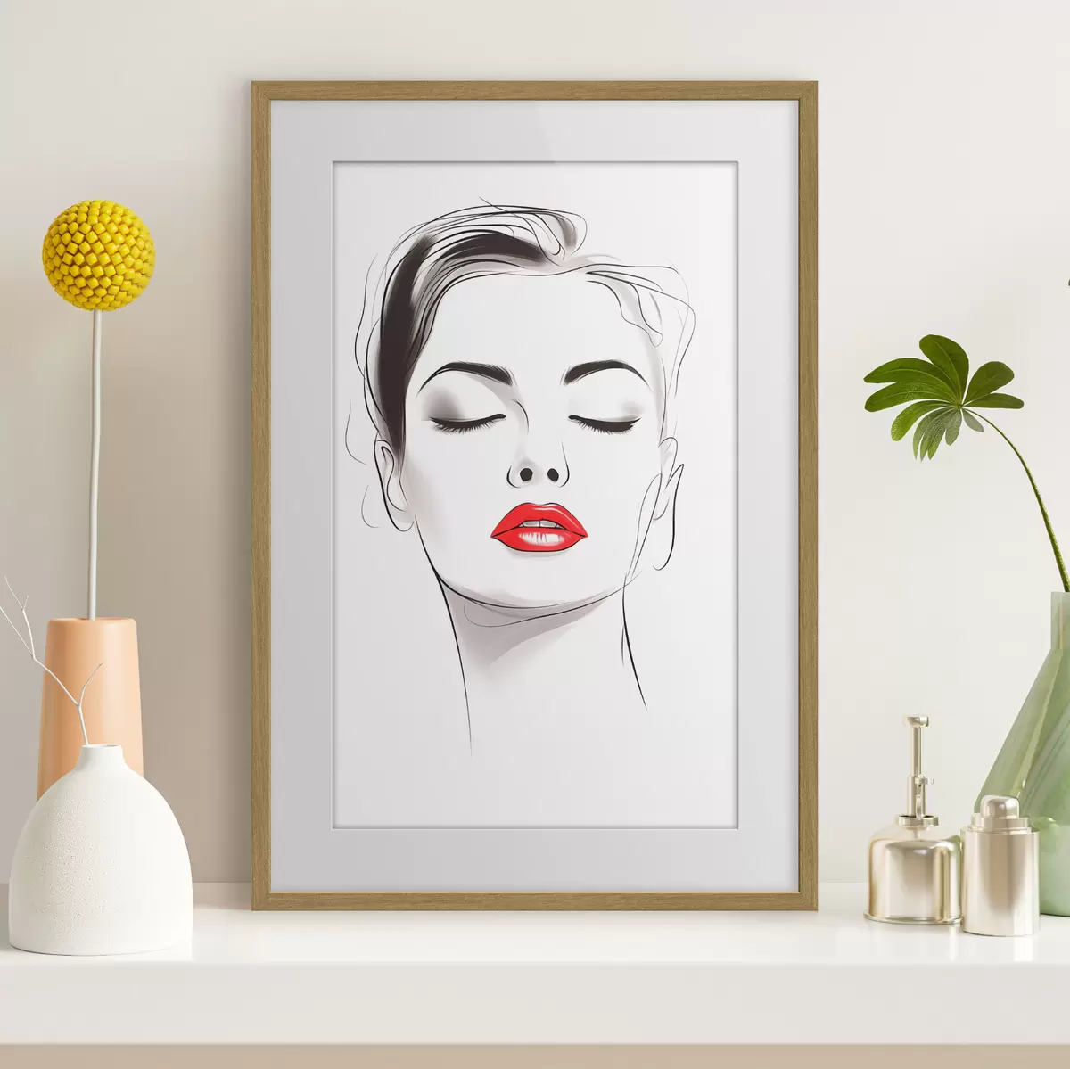 Poster Dibujo lineal minimalista de rostros f49025