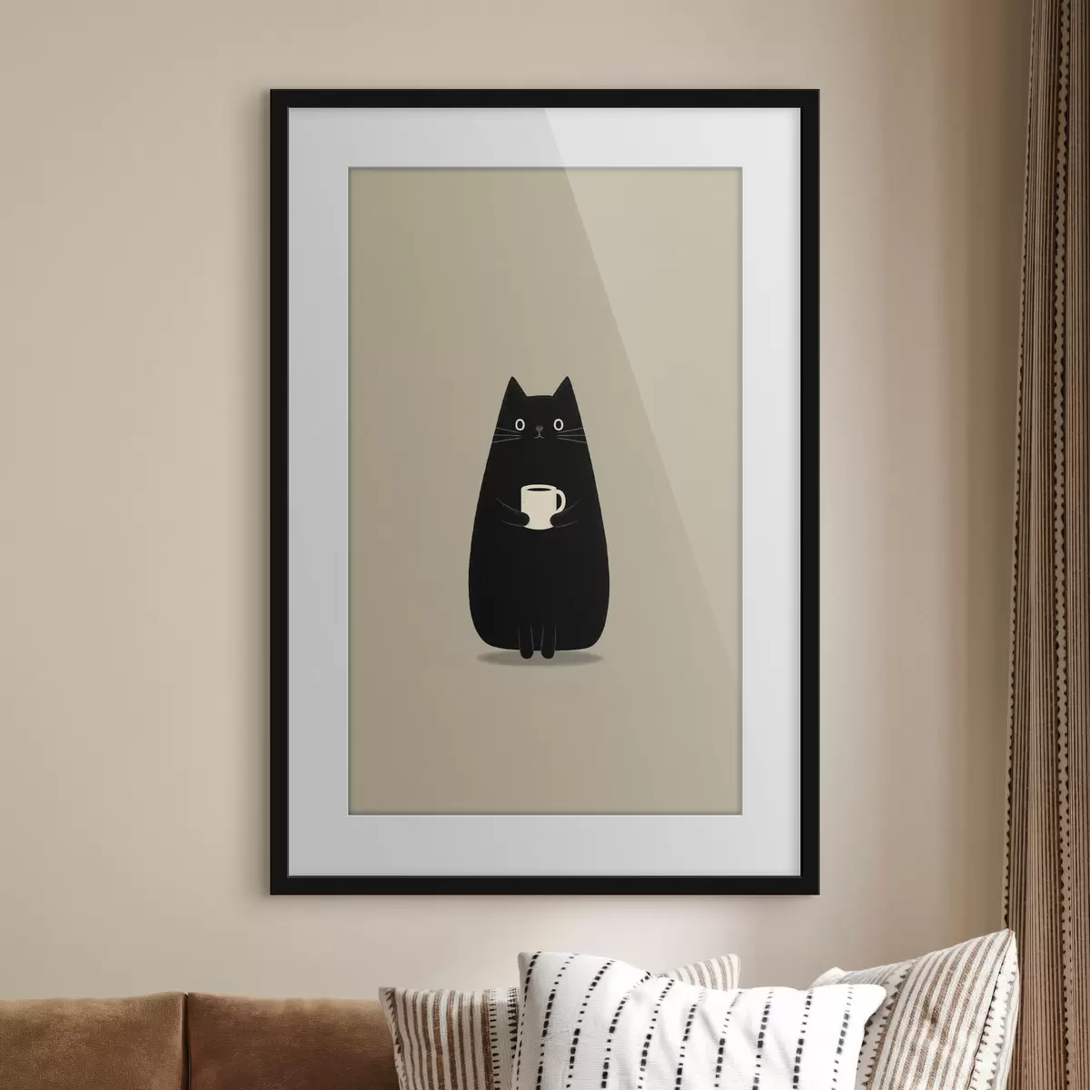 Poster Gato negro con una taza f49030