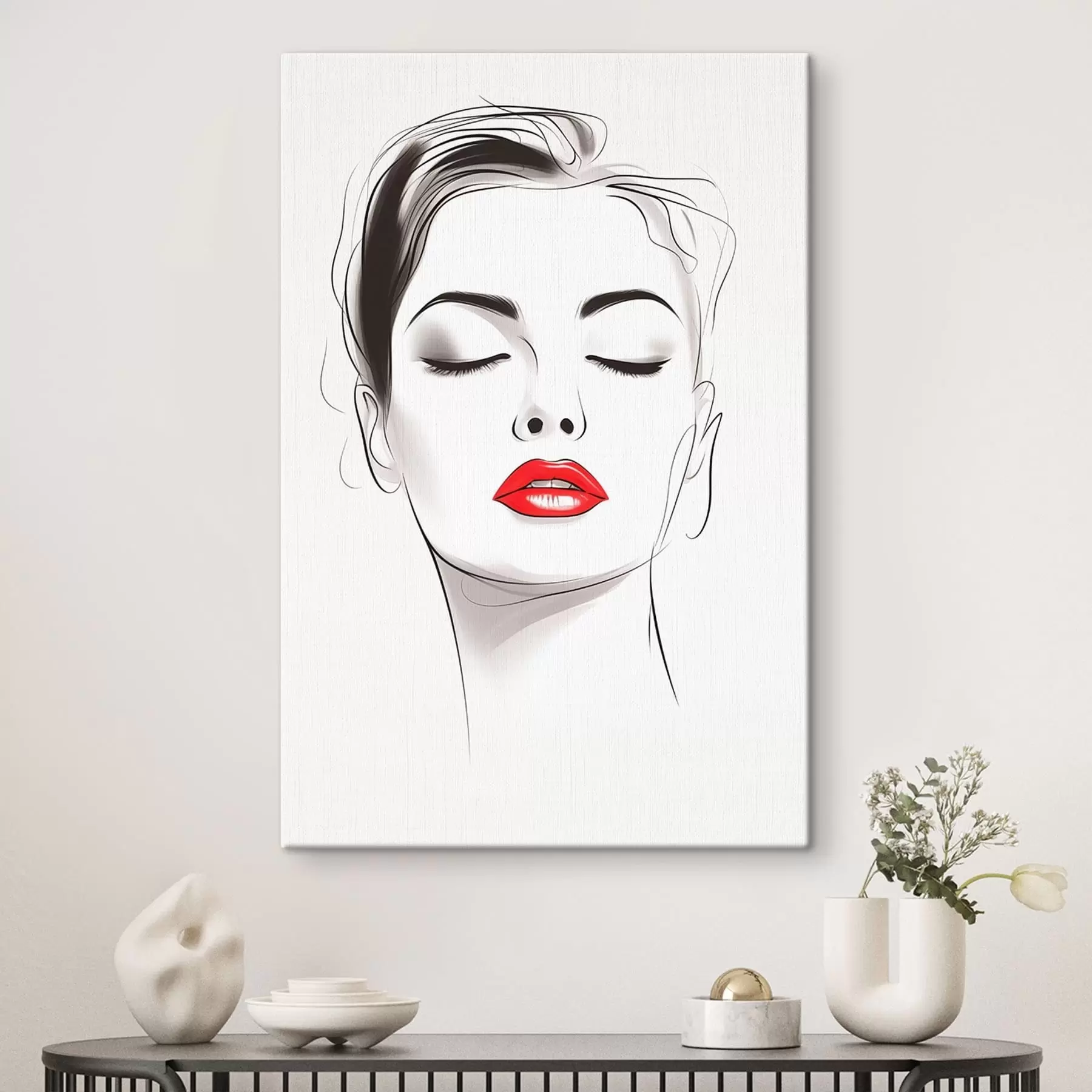murales de pared Dibujo lineal minimalista de rostros s49025