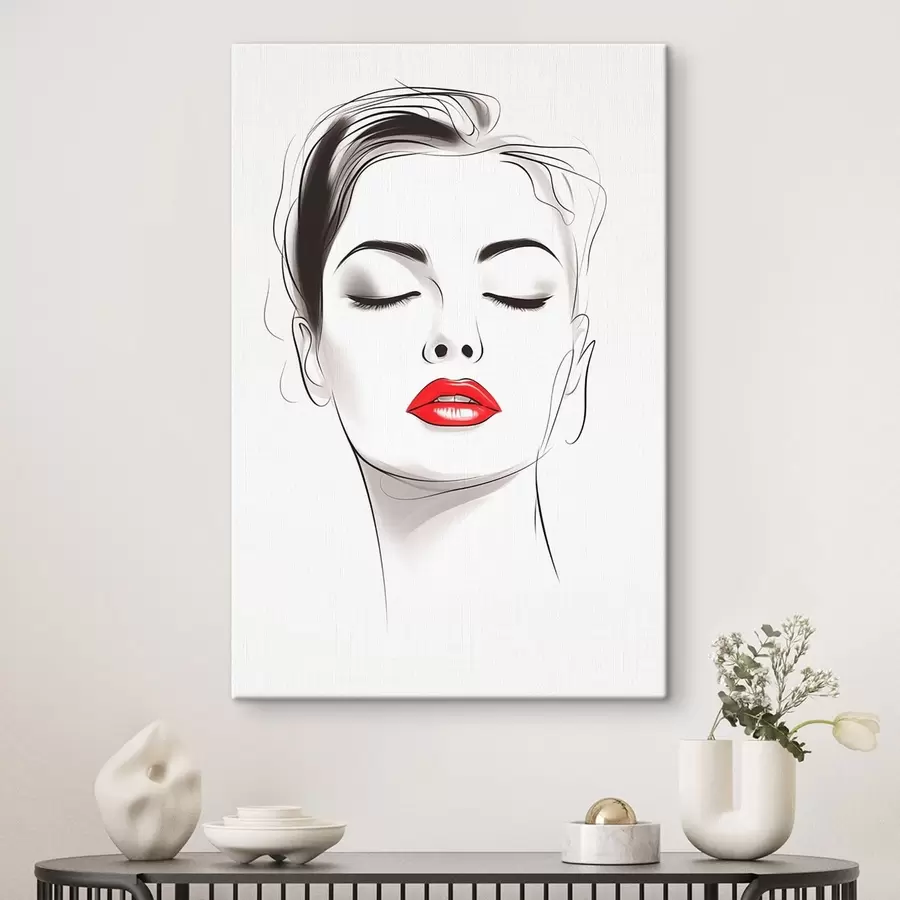 murales de pared Dibujo lineal minimalista de rostros s49025