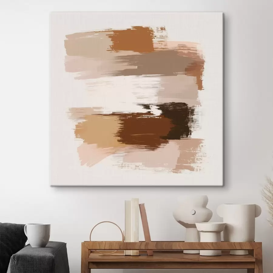 murales de pared Escena minimalista con pinceladas horizontales en tonos café y terracota s48858
