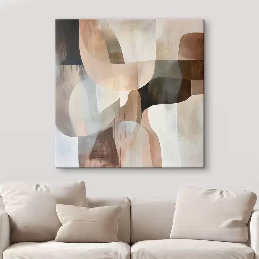 murales de pared Composición abstracta en una cálida paleta de tonos beige y coral s48859