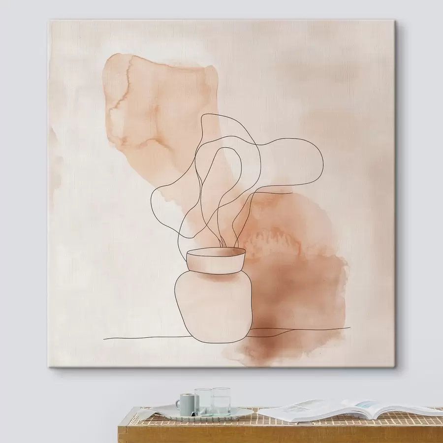 murales de pared Composición lacónica con un jarrón y líneas gráficas en estilo minimalista s48869