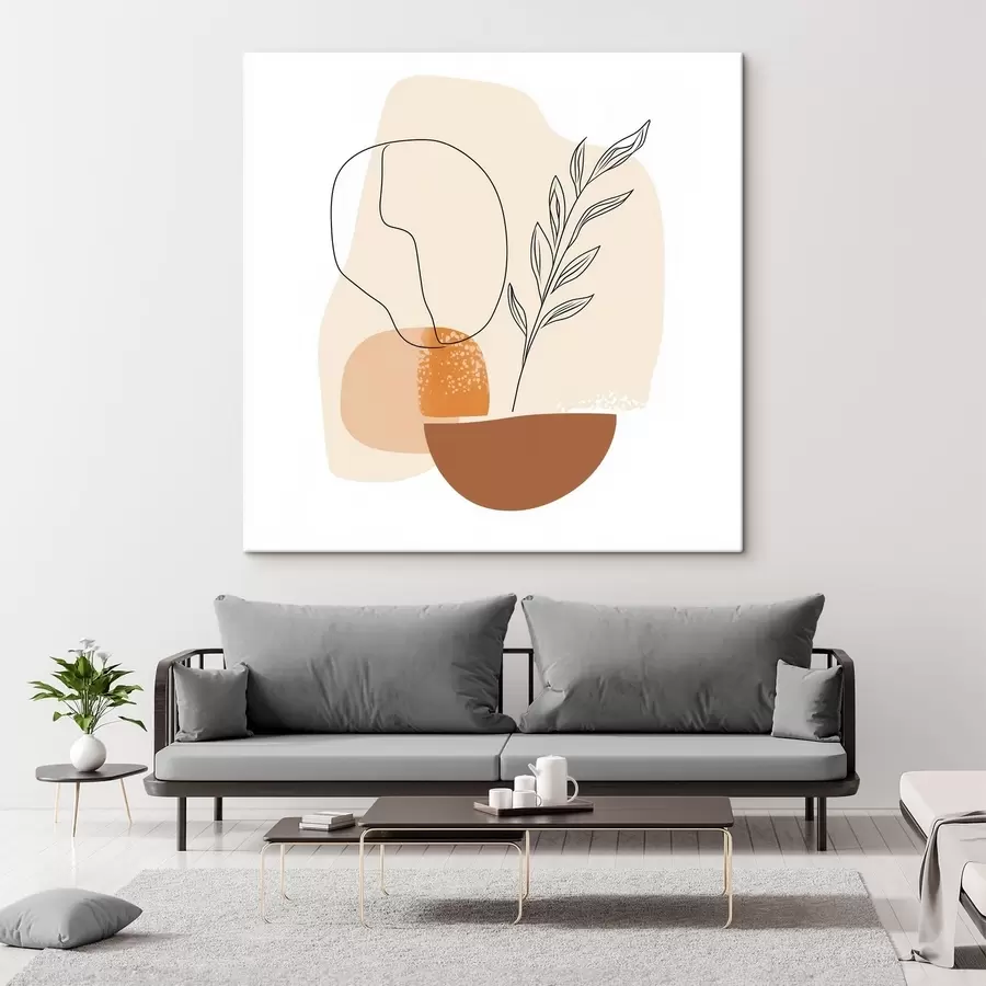 murales de pared Naturaleza muerta con toques gráficos y formas en tonos pastel, en un estilo de arte contemporáneo s48872