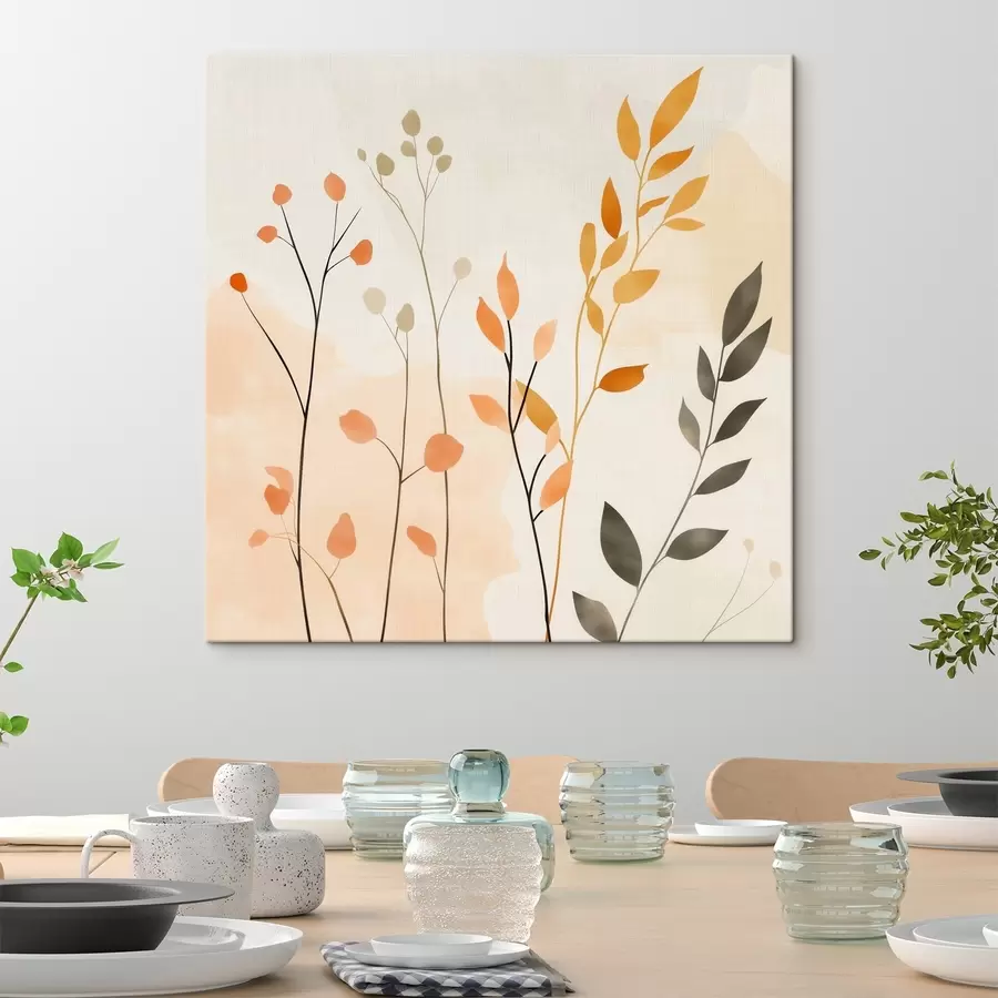 murales de pared Composición al pastel con delicado follaje en un estilo pictórico contemporáneo s48873