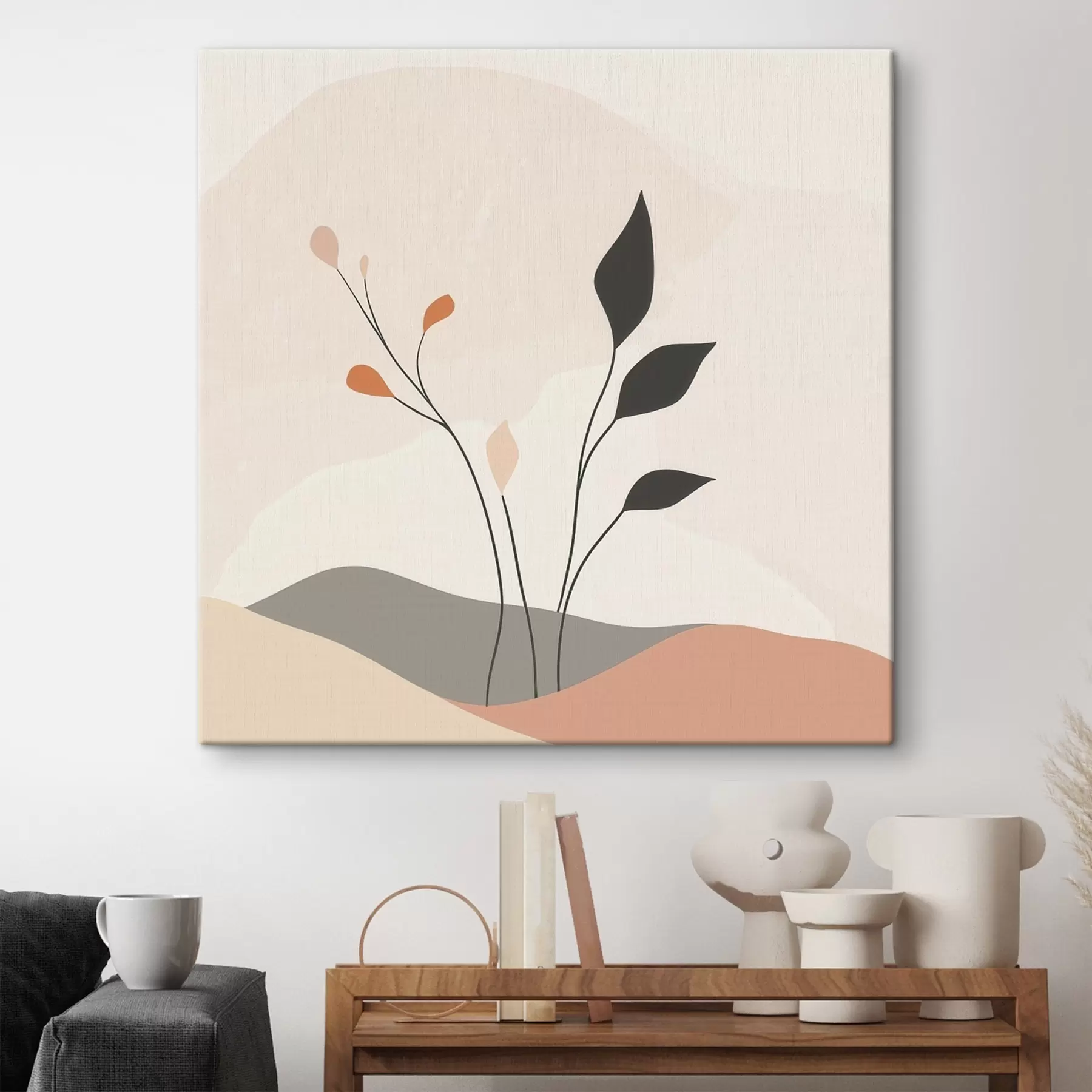 murales de pared Escena lacónica de temática vegetal con formas orgánicas en un estilo de arte contemporáneo s48874