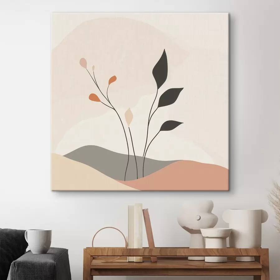 murales de pared Escena lacónica de temática vegetal con formas orgánicas en un estilo de arte contemporáneo s48874