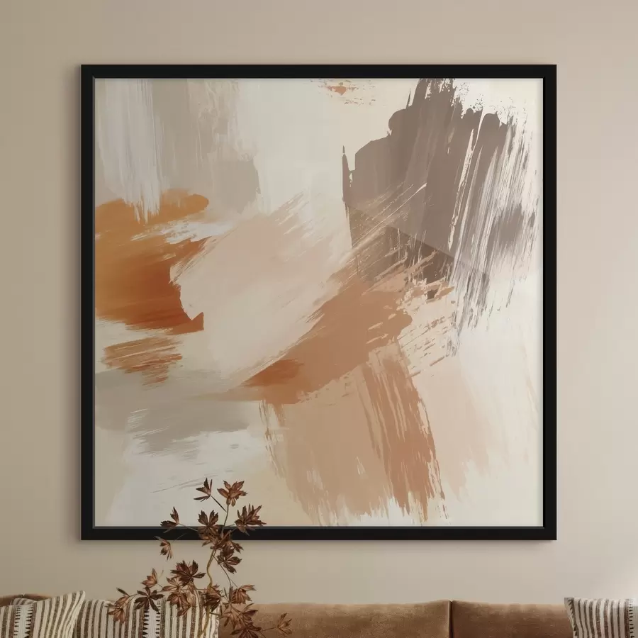 murales de pared Imitación de pinceladas abstractas en tonos arena y marrones f48857