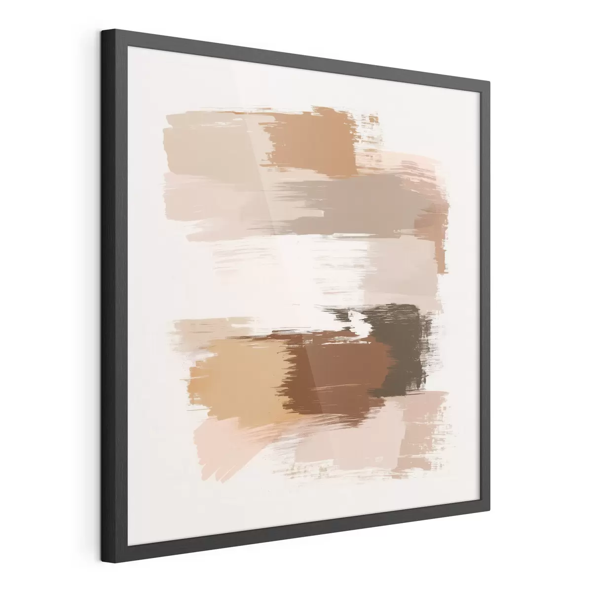 Poster Escena minimalista con pinceladas horizontales en tonos café y terracota f48858