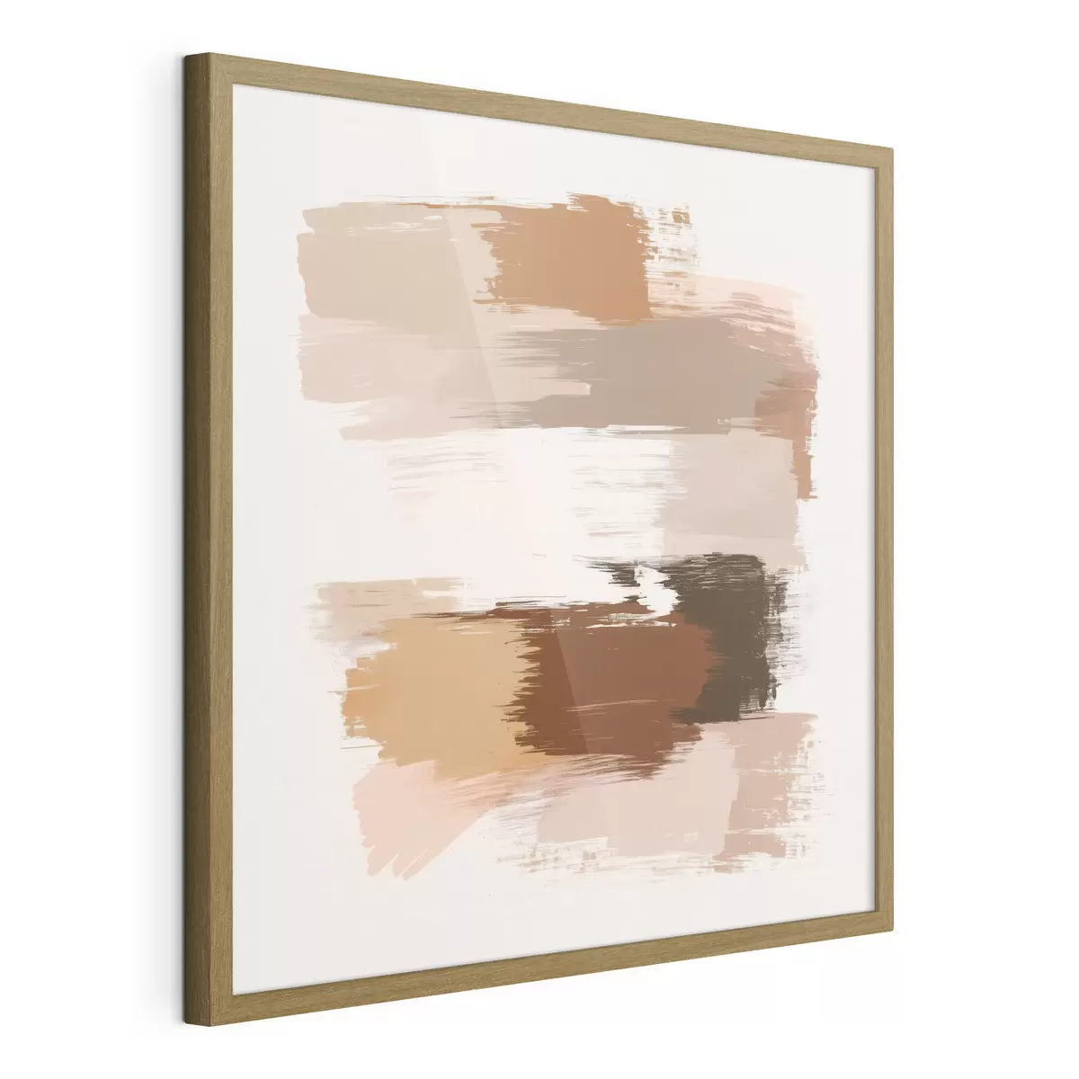 Poster Escena minimalista con pinceladas horizontales en tonos café y terracota f48858