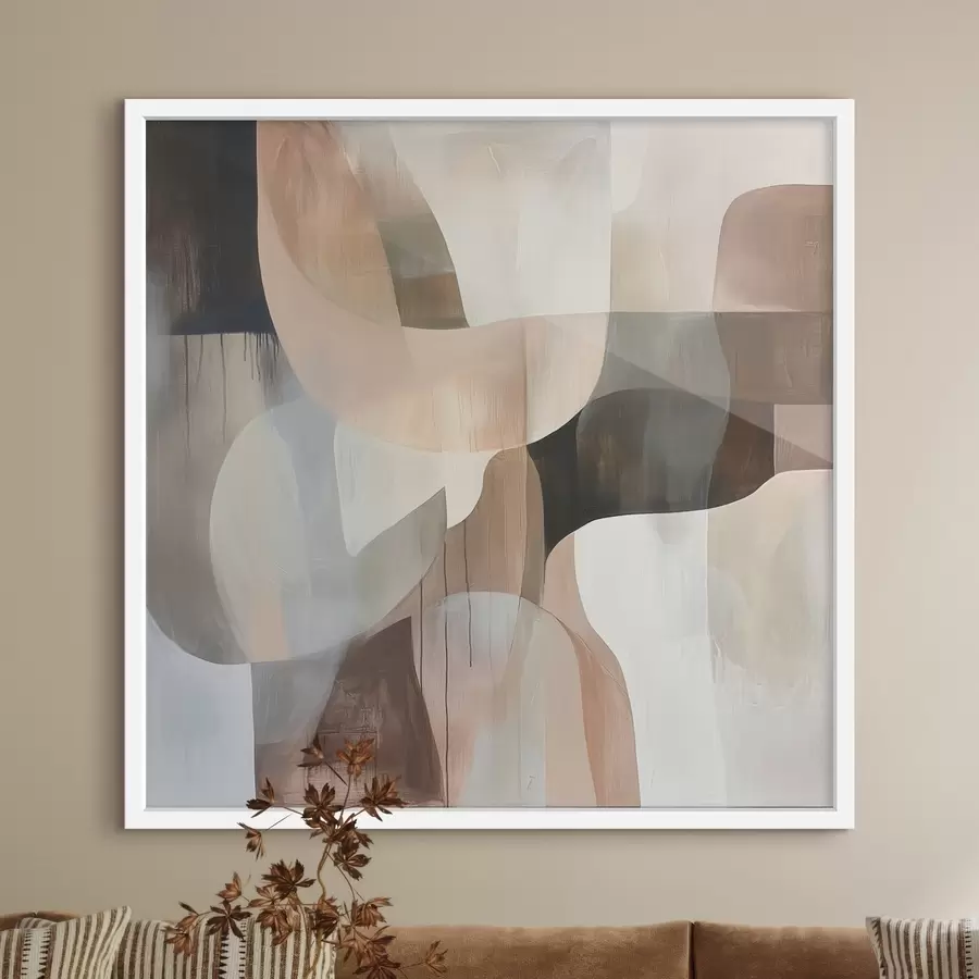 murales de pared Composición abstracta en una cálida paleta de tonos beige y coral f48859