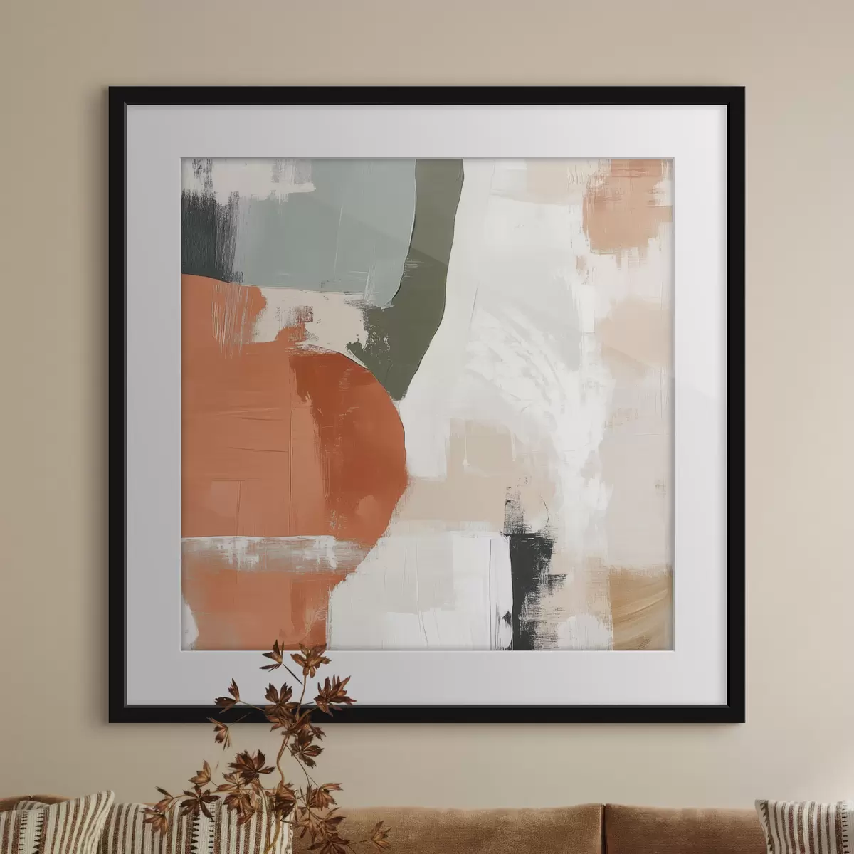 Poster Combinación de formas geométricas y líneas libres en un estilo abstracto contemporáneo f48868
