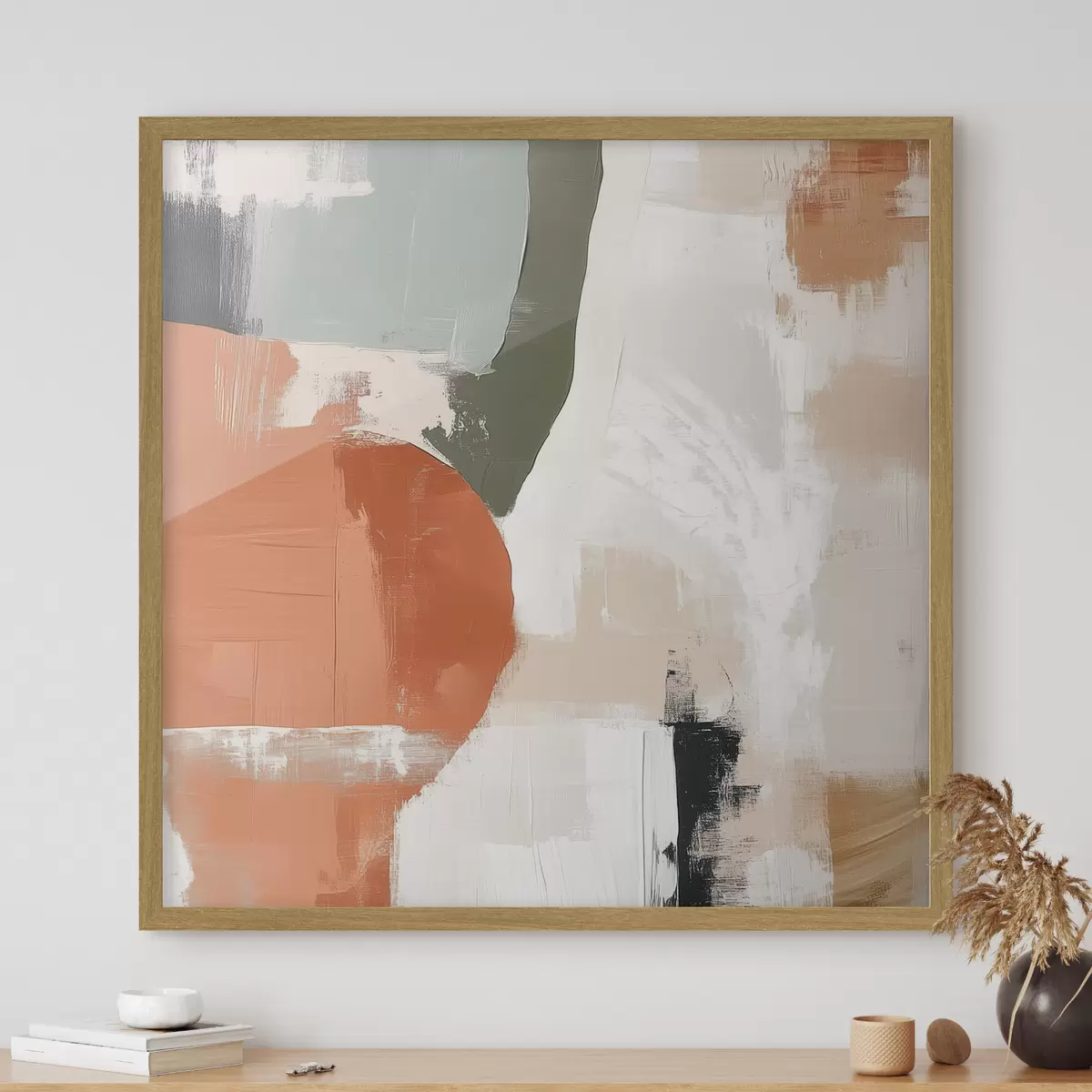 Poster Combinación de formas geométricas y líneas libres en un estilo abstracto contemporáneo f48868