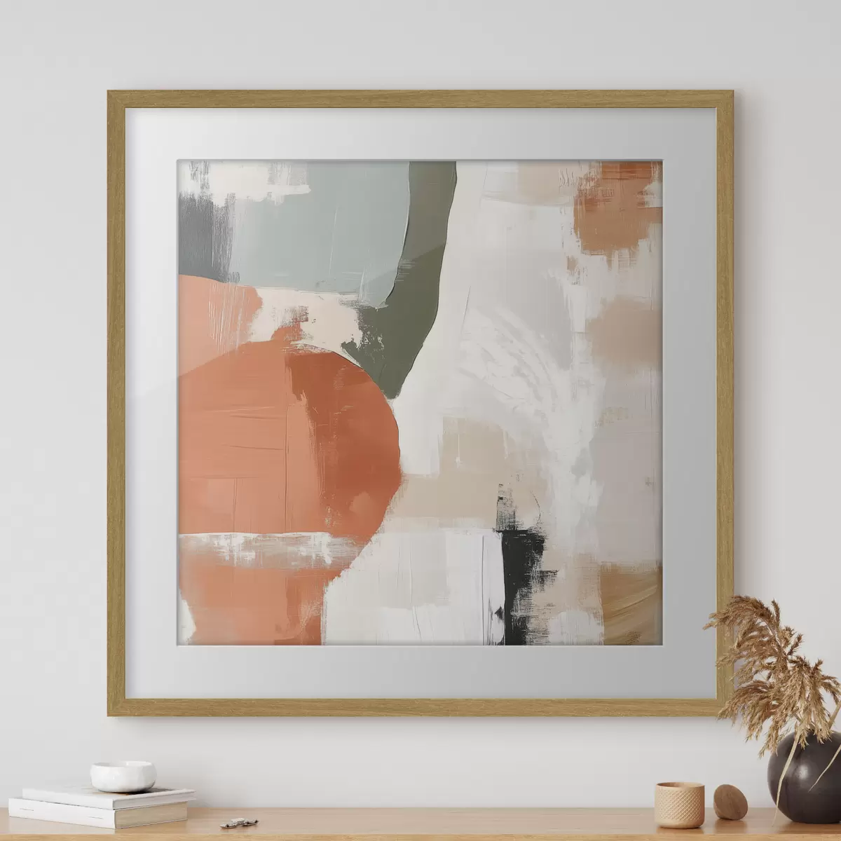 Poster Combinación de formas geométricas y líneas libres en un estilo abstracto contemporáneo f48868
