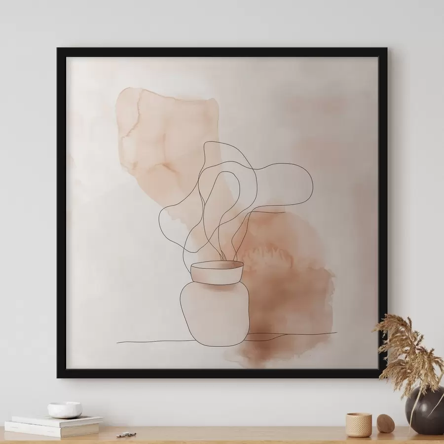 murales de pared Composición lacónica con un jarrón y líneas gráficas en estilo minimalista f48869