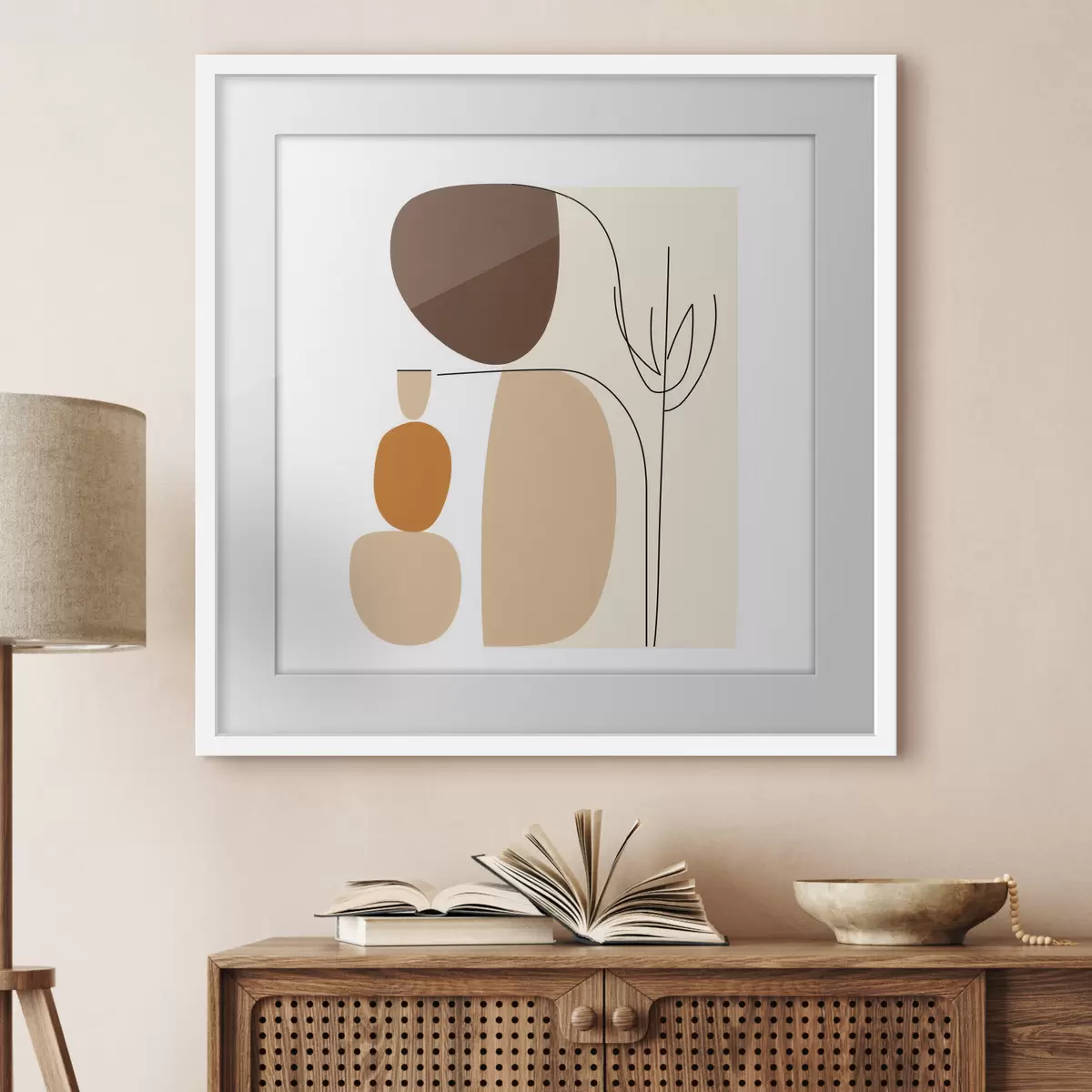 Poster Composición abstracta con tallos delgados y formas sencillas en un estilo minimalista f48871