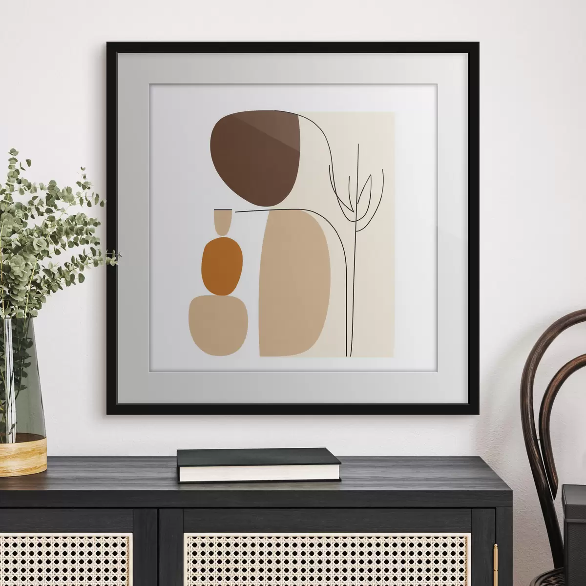 Poster Composición abstracta con tallos delgados y formas sencillas en un estilo minimalista f48871