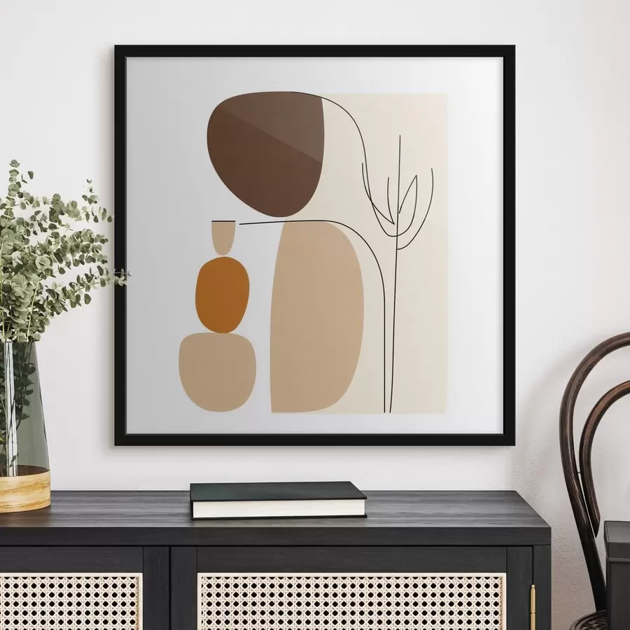 murales de pared Composición abstracta con tallos delgados y formas sencillas en un estilo minimalista f48871