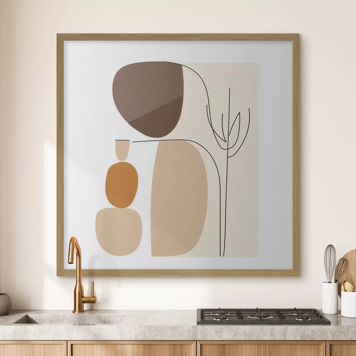 Poster Composición abstracta con tallos delgados y formas sencillas en un estilo minimalista f48871