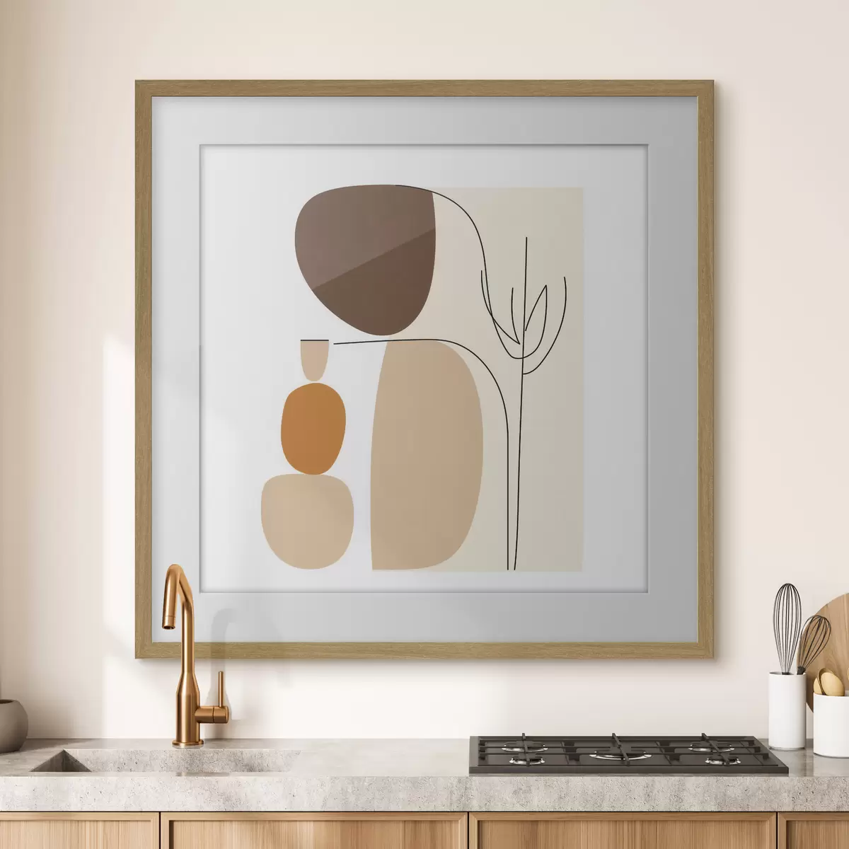Poster Composición abstracta con tallos delgados y formas sencillas en un estilo minimalista f48871