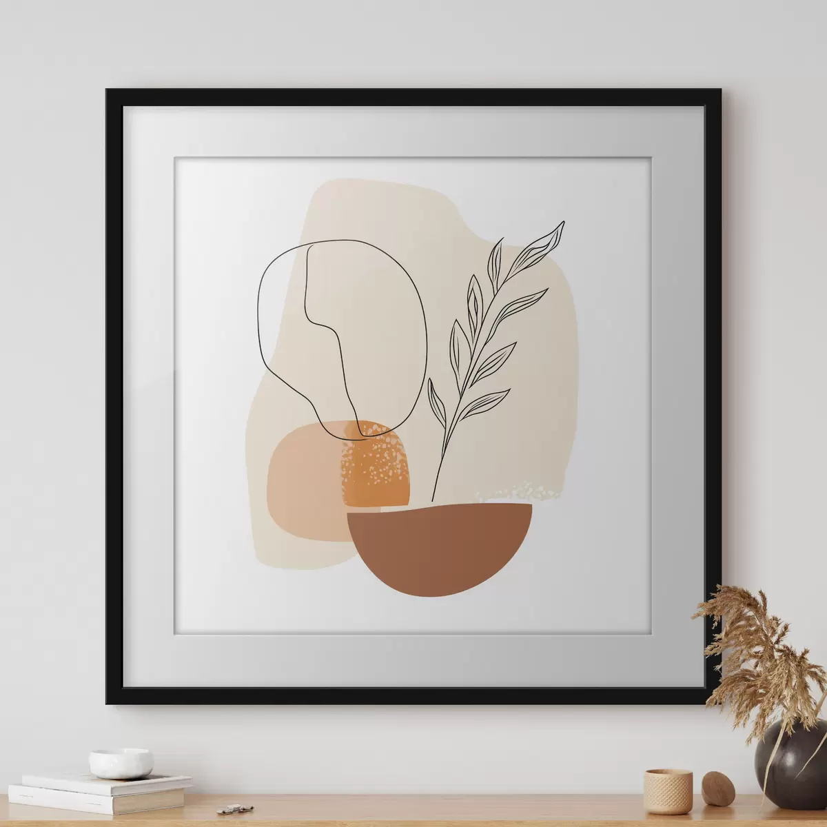 Poster Naturaleza muerta con toques gráficos y formas en tonos pastel, en un estilo de arte contemporáneo f48872
