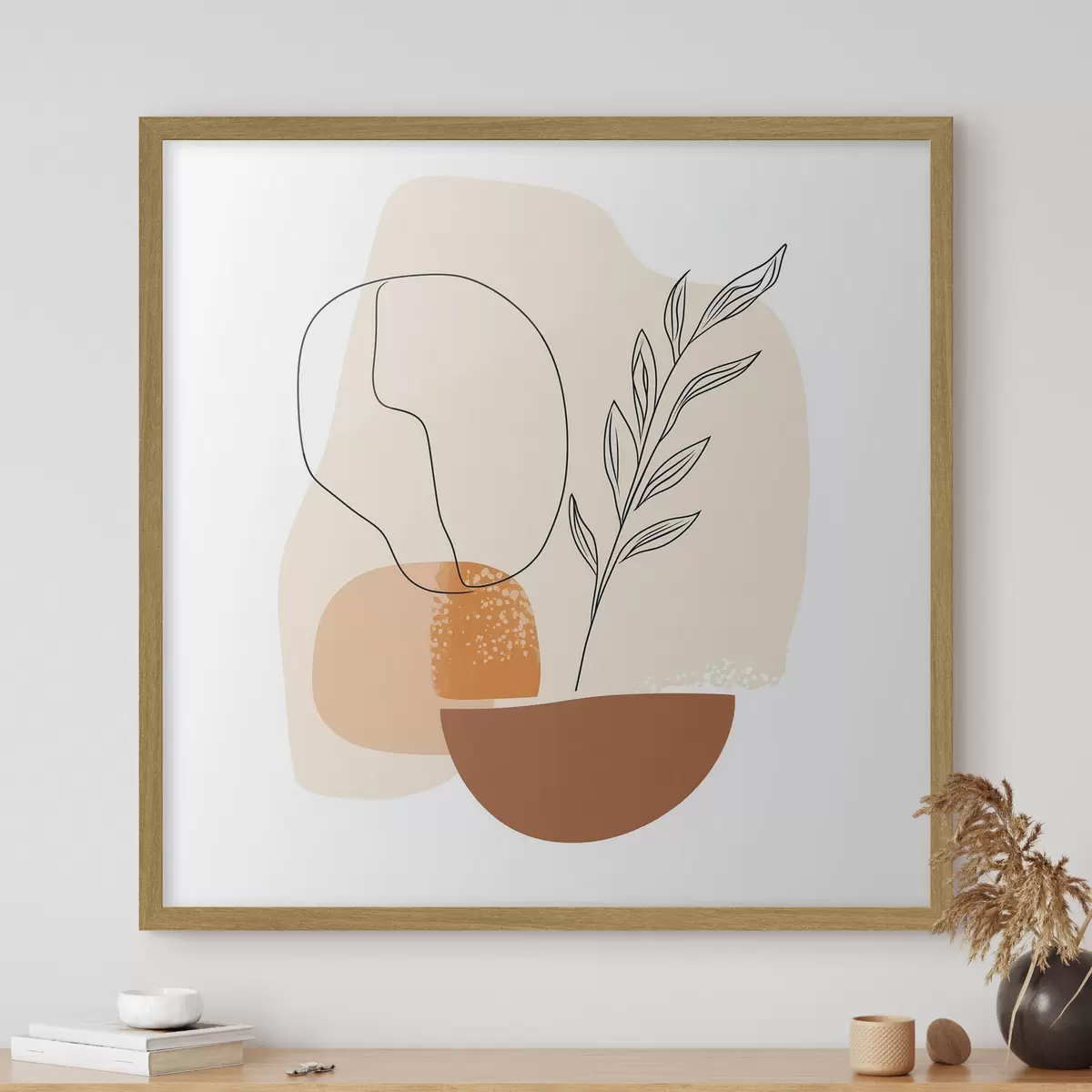 Poster Naturaleza muerta con toques gráficos y formas en tonos pastel, en un estilo de arte contemporáneo f48872