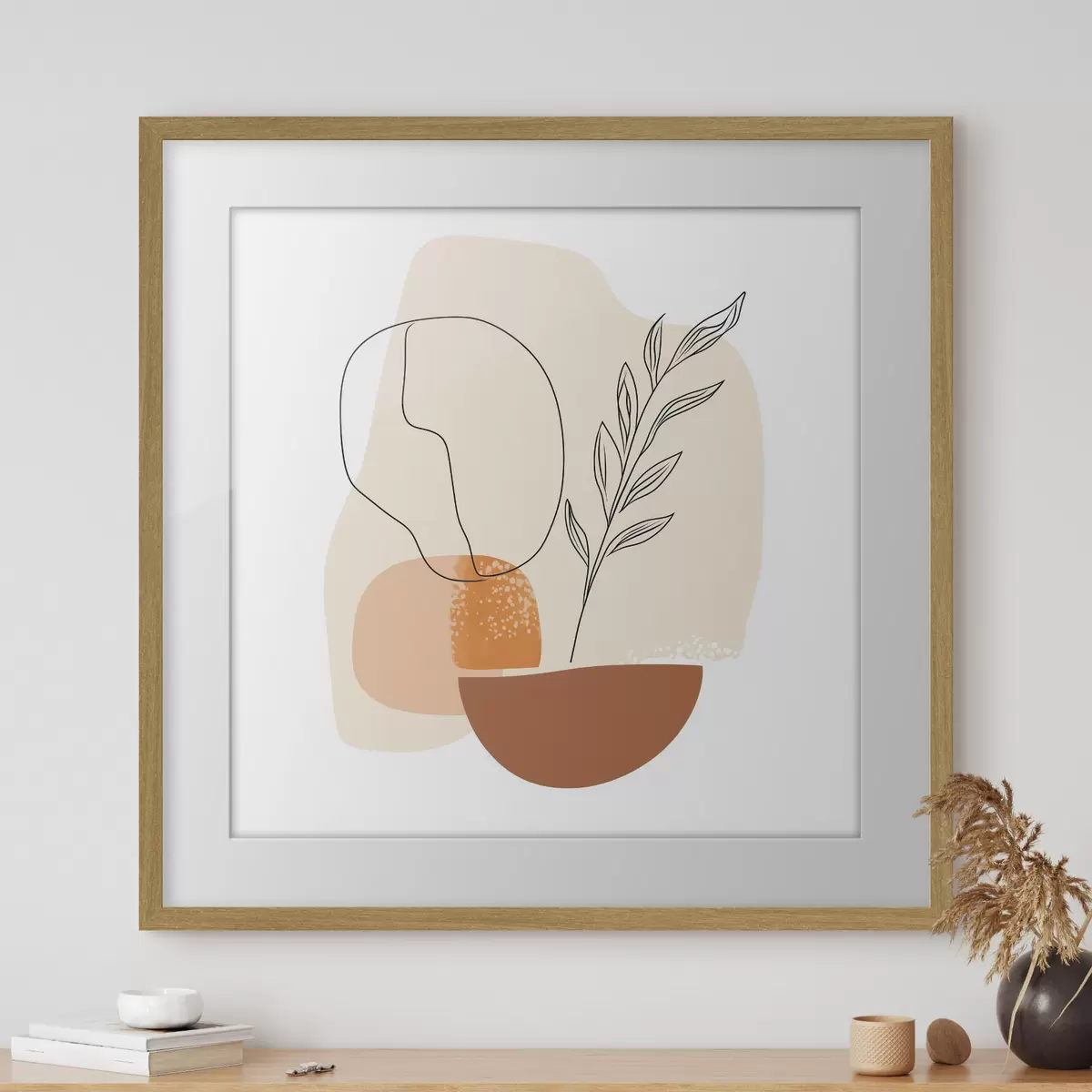 Poster Naturaleza muerta con toques gráficos y formas en tonos pastel, en un estilo de arte contemporáneo f48872