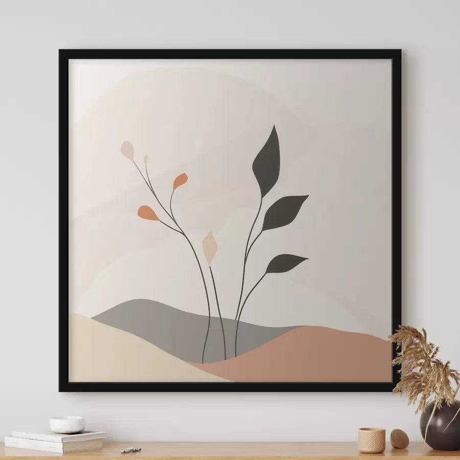 murales de pared Escena lacónica de temática vegetal con formas orgánicas en un estilo de arte contemporáneo f48874